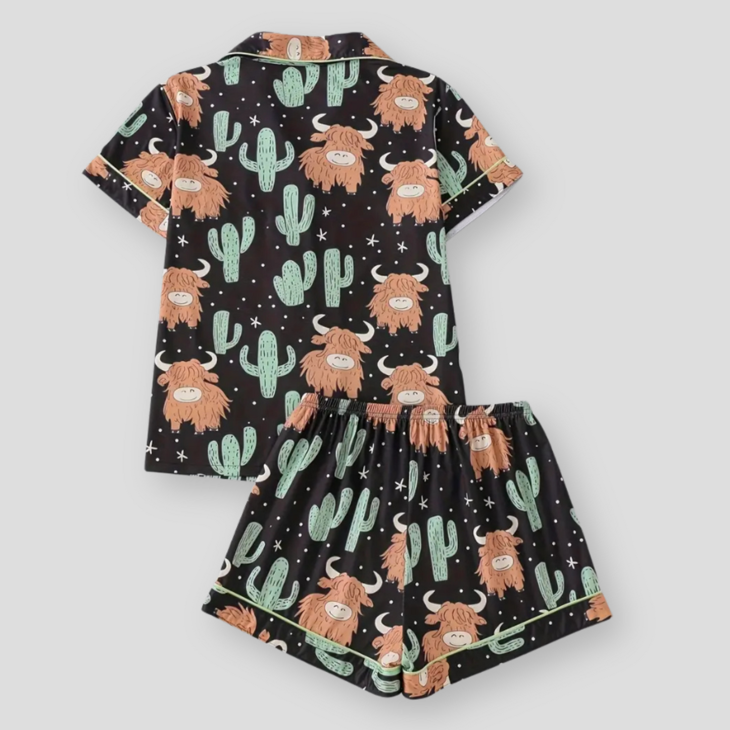 CozyGirl Highland Cow Cactus Women's Pajama Set