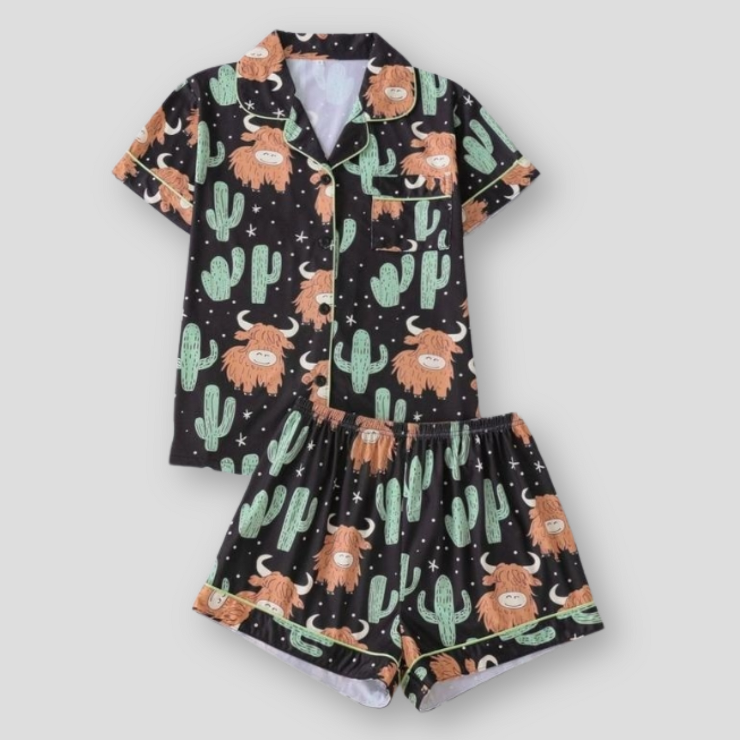 Highland Cow Cactus Women's Pajama Set